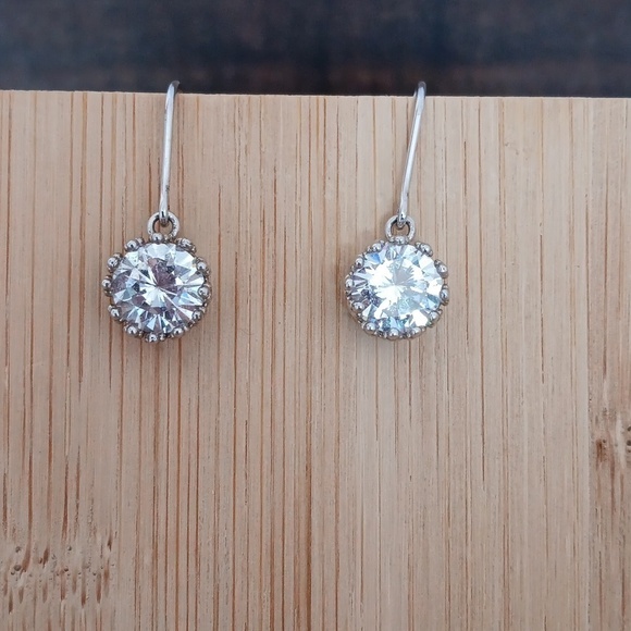 Sparkly Rhinestone Silver Hook Style Earrings - Picture 1 of 6